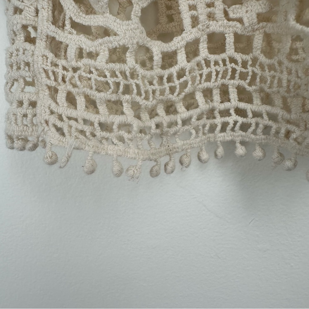 Solitaire Crochet Top Size‎ Medium Cream Boho Western Beachy Hippie - Picture 8 of 12